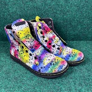 Doc Dr Martens Hackney Splatter Paint Boots Women's Size 7 No Laces